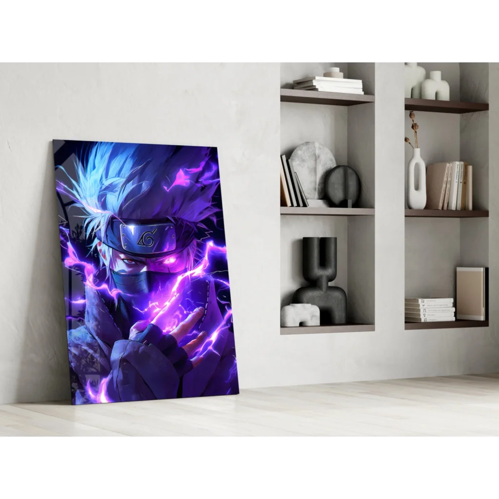 Epic Naruto Lightning Wall Art Poster with blue purple design on canvas