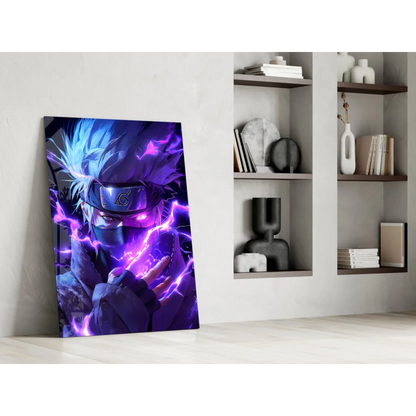 Epic Naruto Lightning Wall Art Poster with blue purple design on canvas