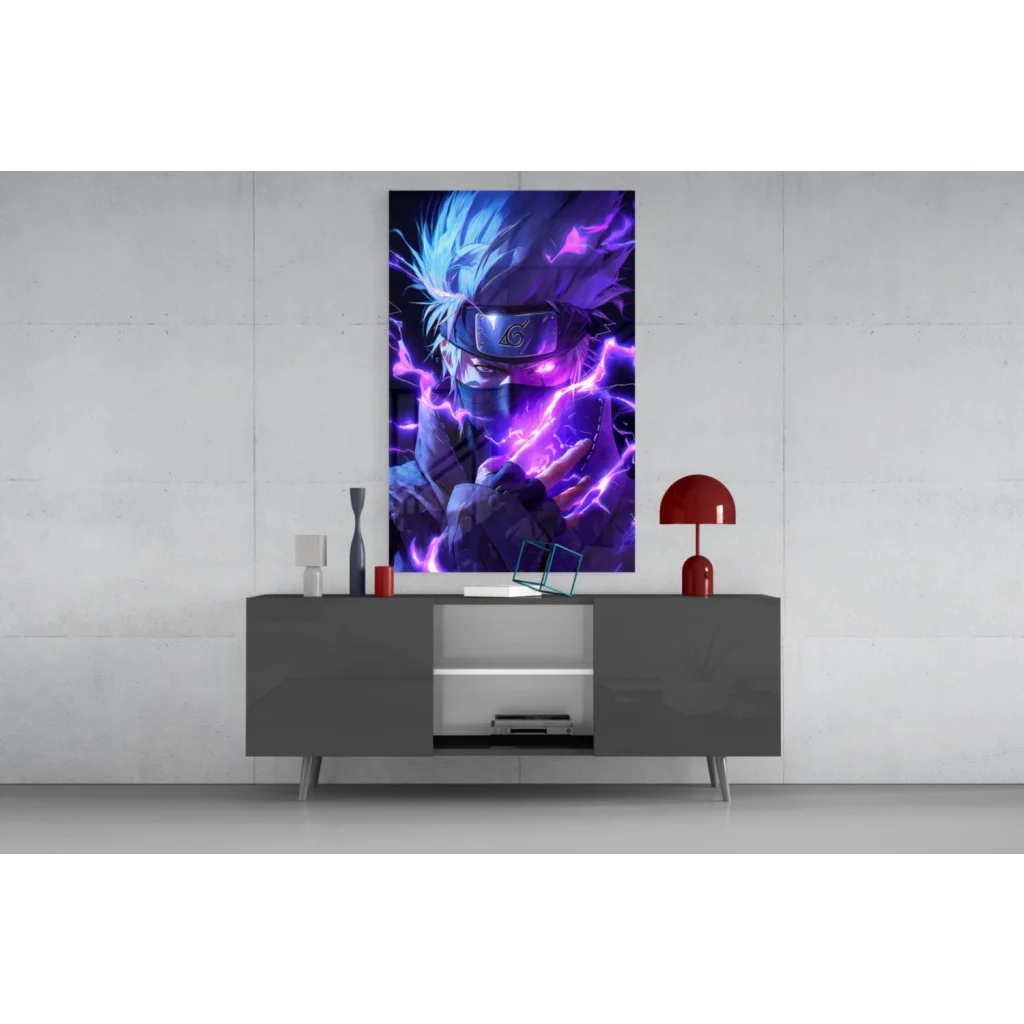 Epic Naruto Lightning Wall Art Poster with blue purple effects