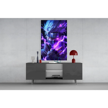 Epic Naruto Lightning Wall Art Poster with blue purple effects