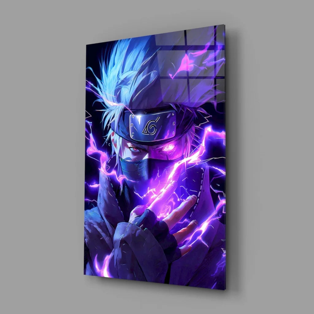 Epic Naruto Lightning Wall Art Poster with blue purple effects on black