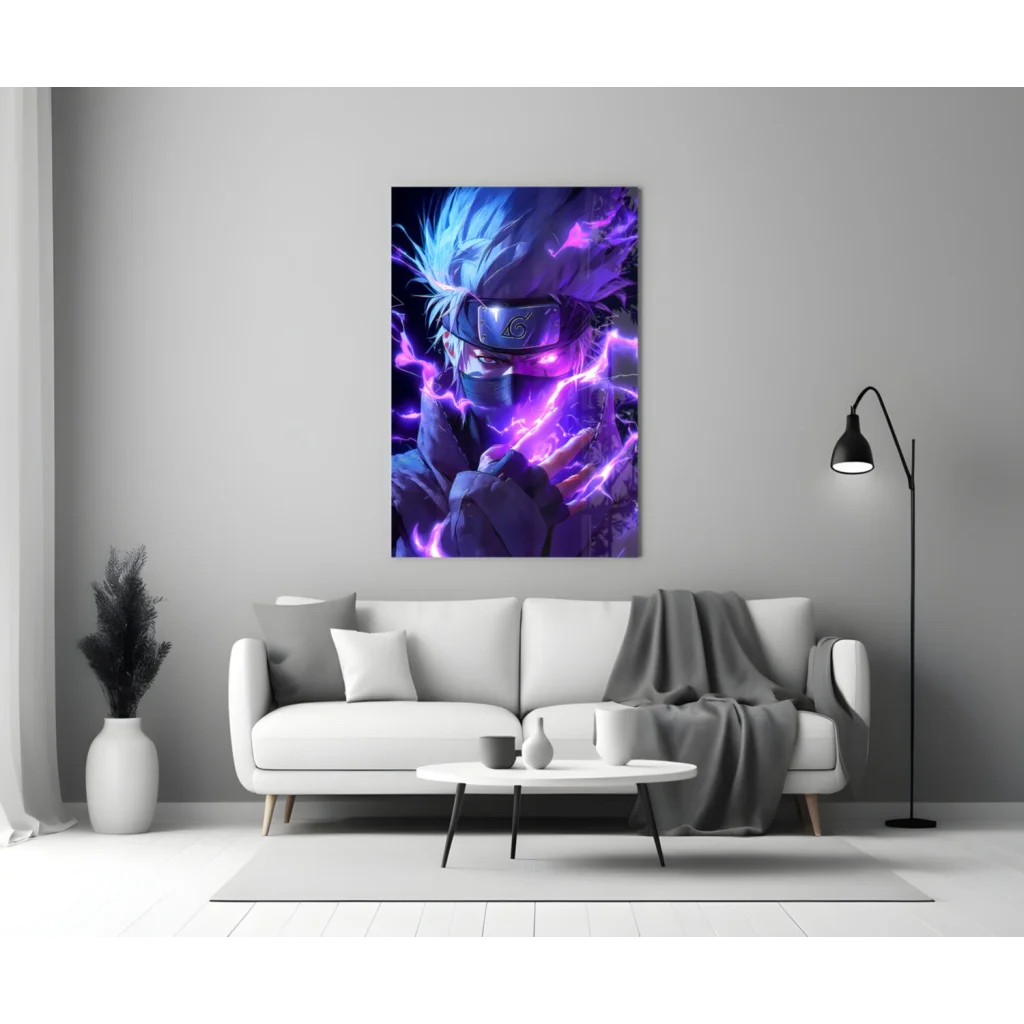 Epic Naruto Lightning blue purple anime glass wall art poster