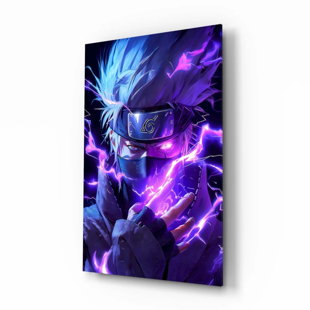 Epic Naruto Lightning Wall Art Poster with blue purple effects
