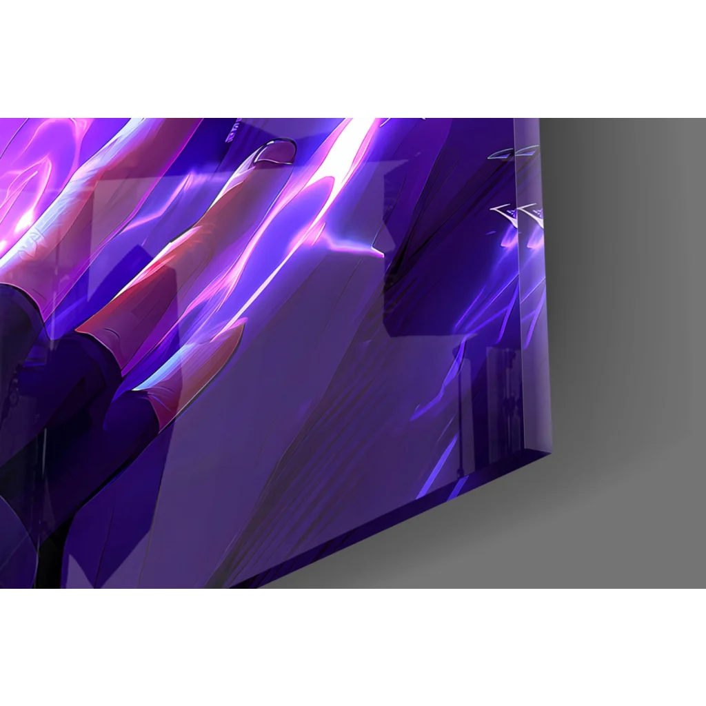 Epic Naruto purple and white lightning bolt glass wall art