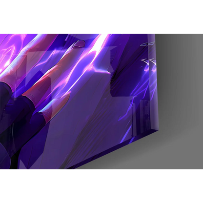 Epic Naruto purple and white lightning bolt glass wall art