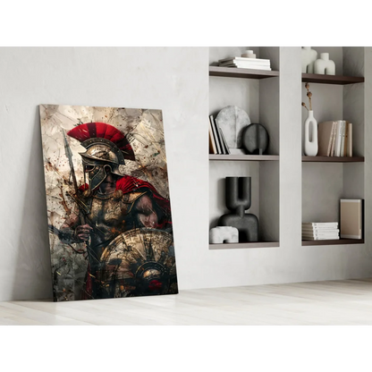 Epic Roman Warrior canvas wall art print, 24x36 red gold accents