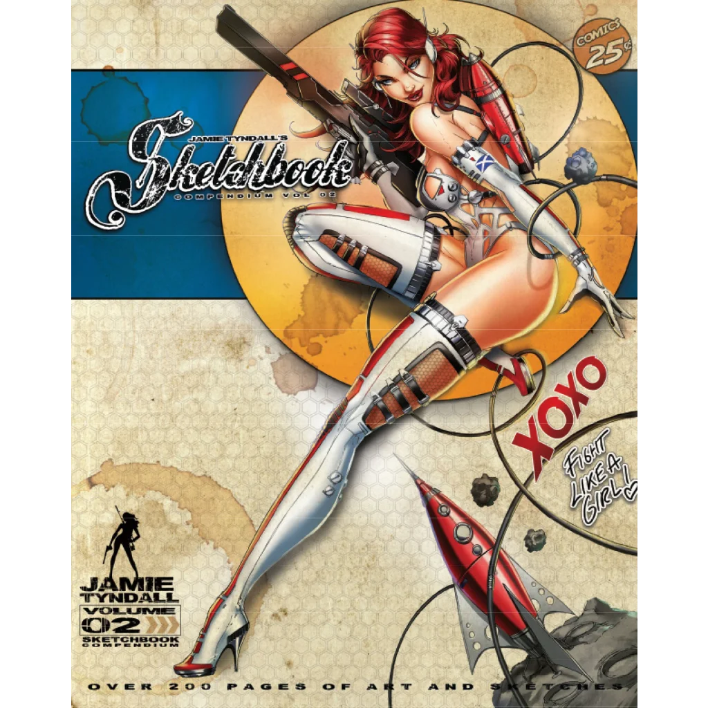 Epic sci-fi heroine compendium volume with red-haired armored character