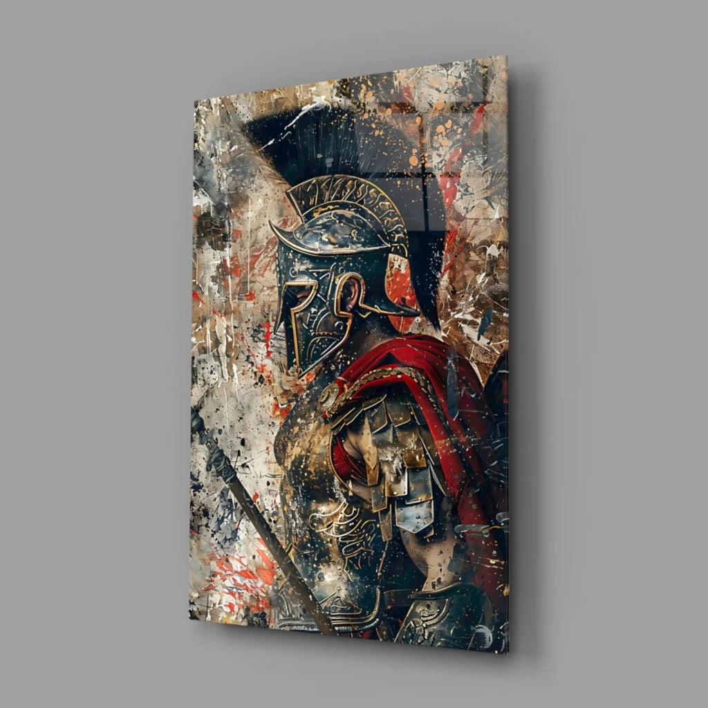 Epic Spartan Warrior wall art canvas print with armored figure