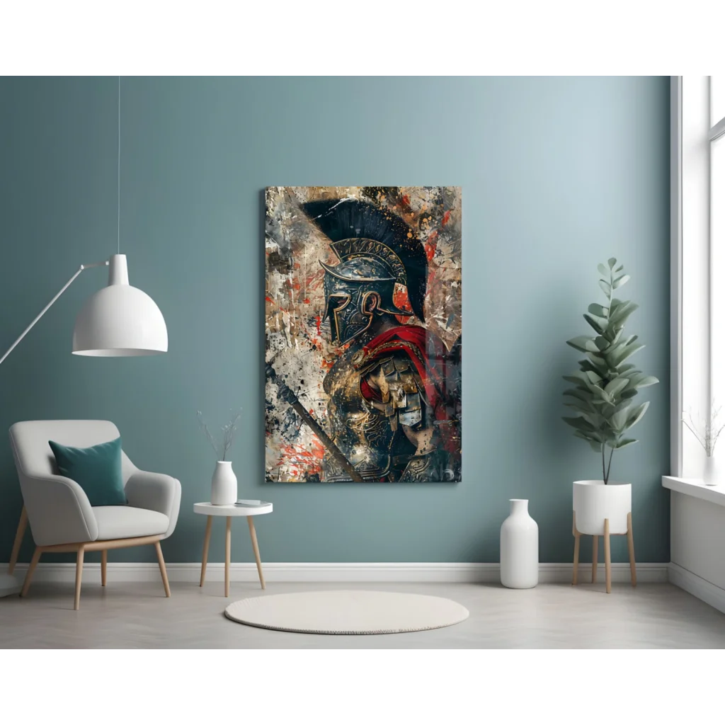 Epic Spartan Warrior textured canvas wall art print