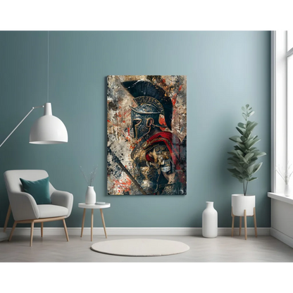 Epic Spartan Warrior textured canvas wall art print