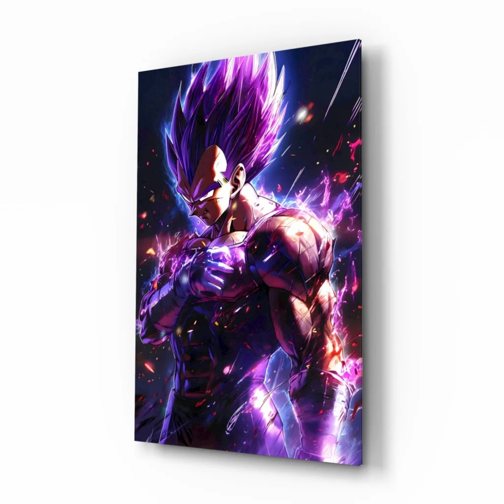 Epic Violet-Haired Super Saiyan Vegeta Glass Wall Art Print