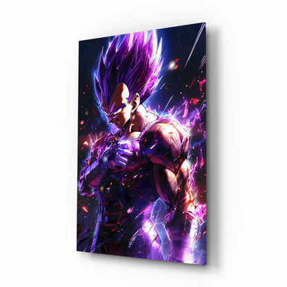 Epic Violet-Haired Super Saiyan Vegeta Glass Wall Art Print