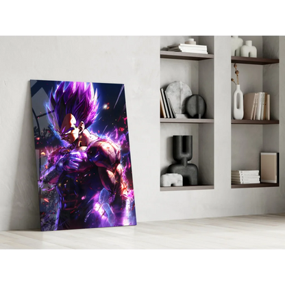 Vibrant Vegeta Super Saiyan Blue glass wall art poster