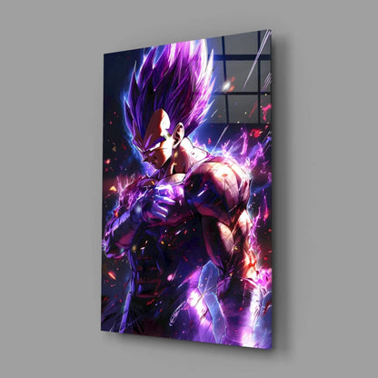 Violet-haired muscular Vegeta Super Saiyan glass wall art portrait