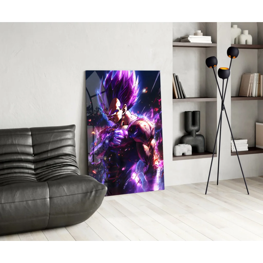 Vibrant Vegeta Super Saiyan Blue glass wall art poster