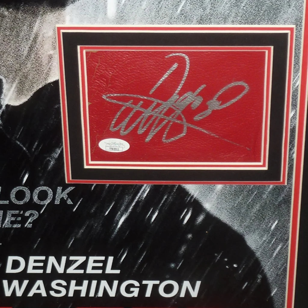 Denzel Washington autographed movie poster deluxe framed in red