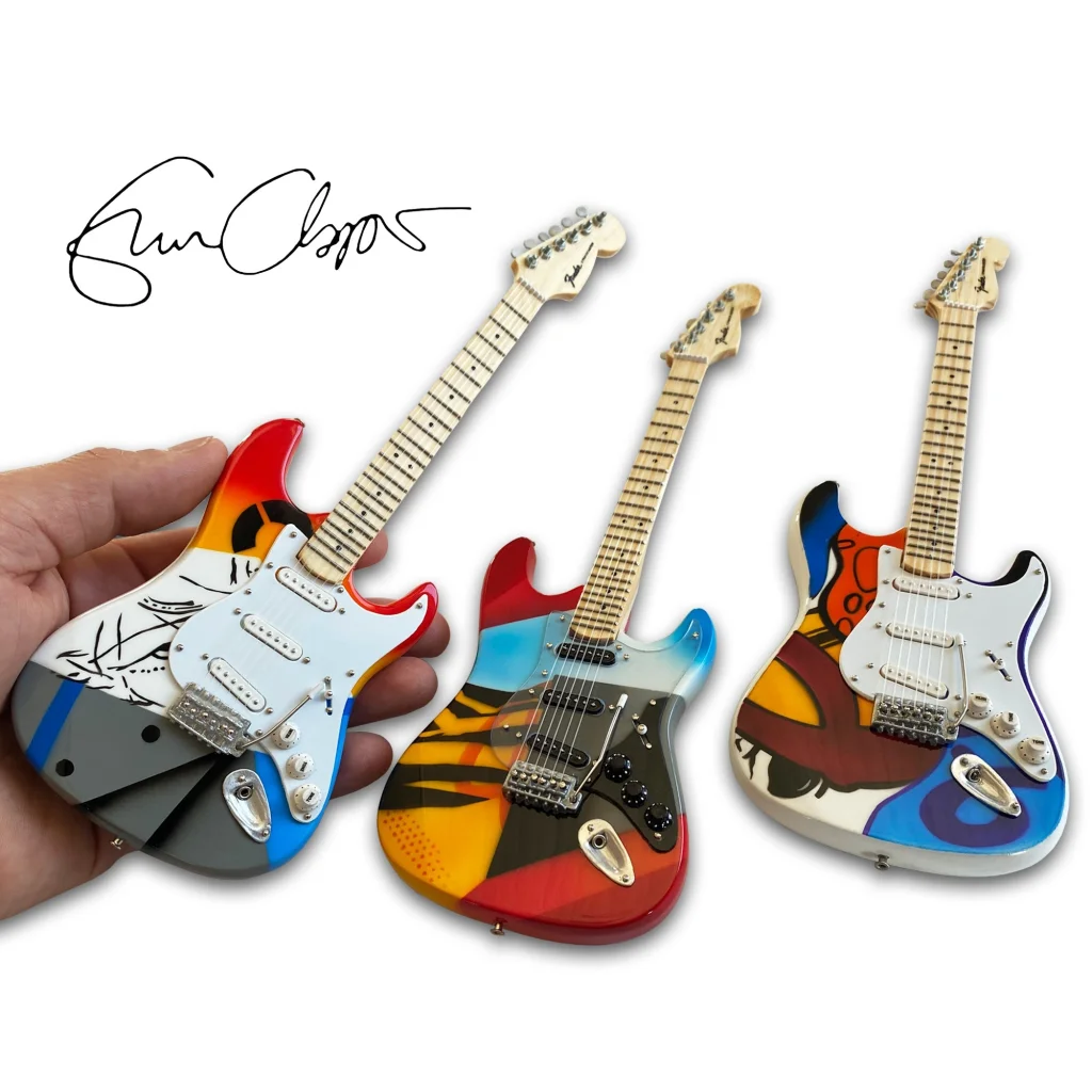 Eric Clapton Crash mini guitar collection by Axe Heaven with colorful abstract designs