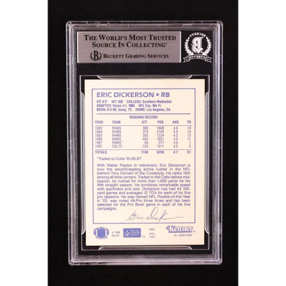 Eric Dickerson signed vintage 1988 Kenner football trading card graded BGS