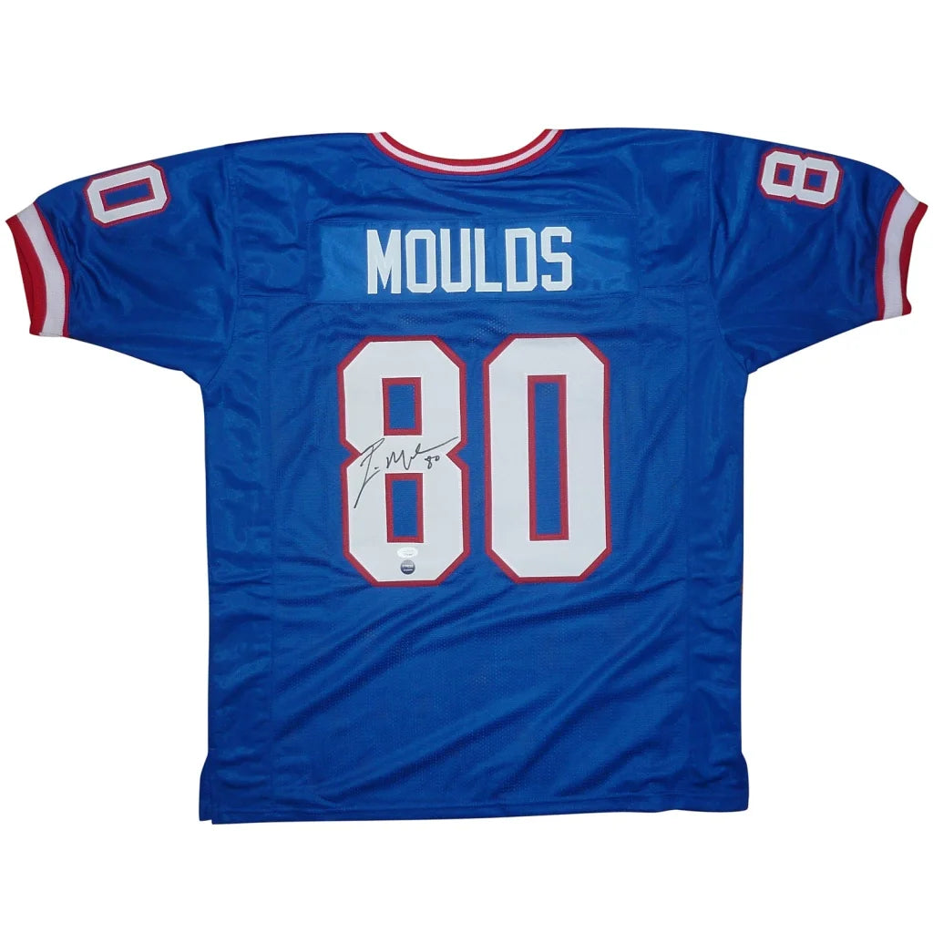 Eric Moulds autographed Buffalo blue #80 jersey with Moulds 80