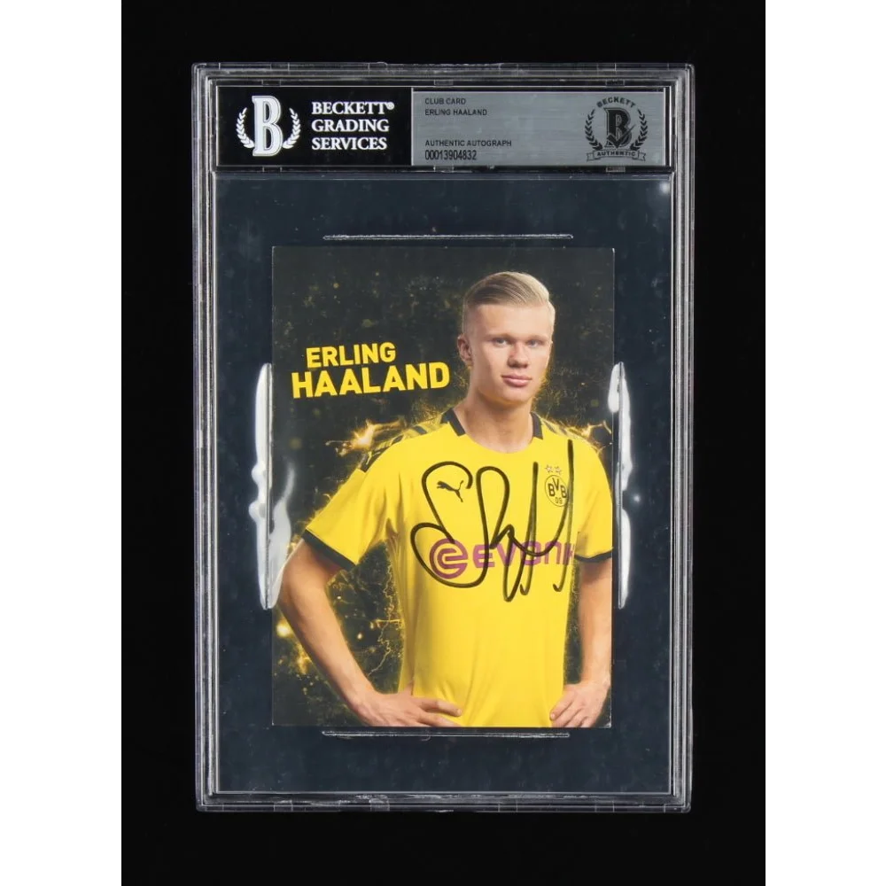 Erling Haaland signed Beckett graded Borussia Dortmund soccer card with autograph