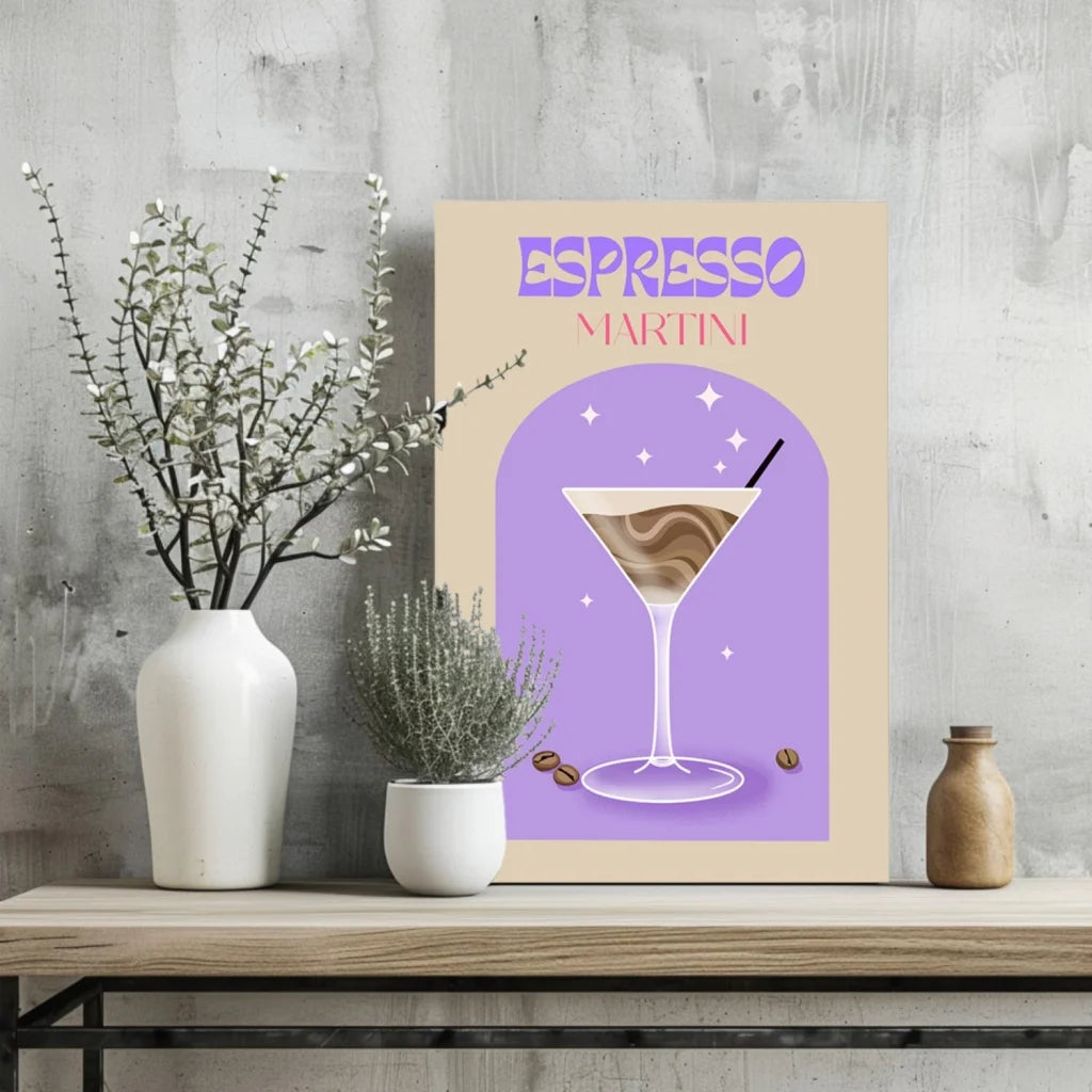 Espresso Martini Purple Glass Aluminum Print Art poster