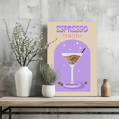 Espresso Martini Purple Glass Aluminum Print Art poster