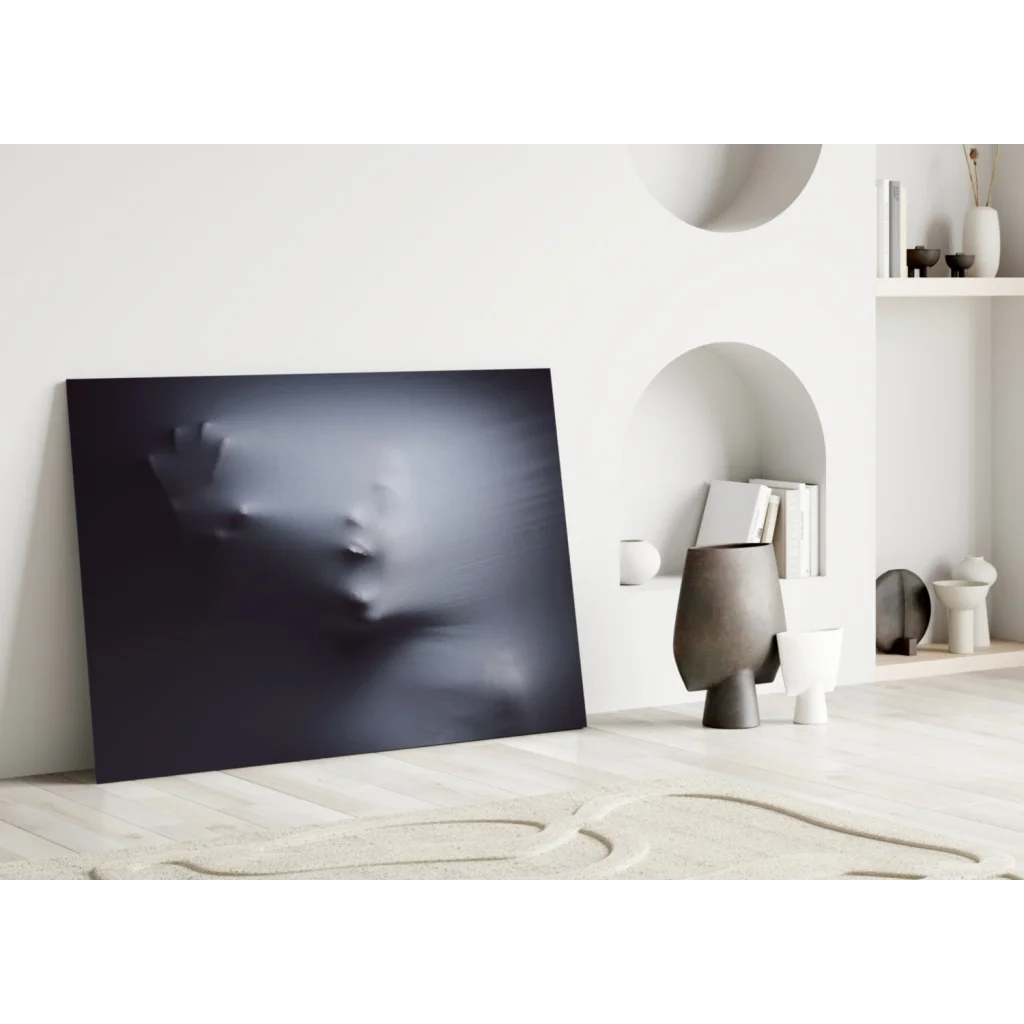 Black ethereal ghost face abstract wall art canvas print