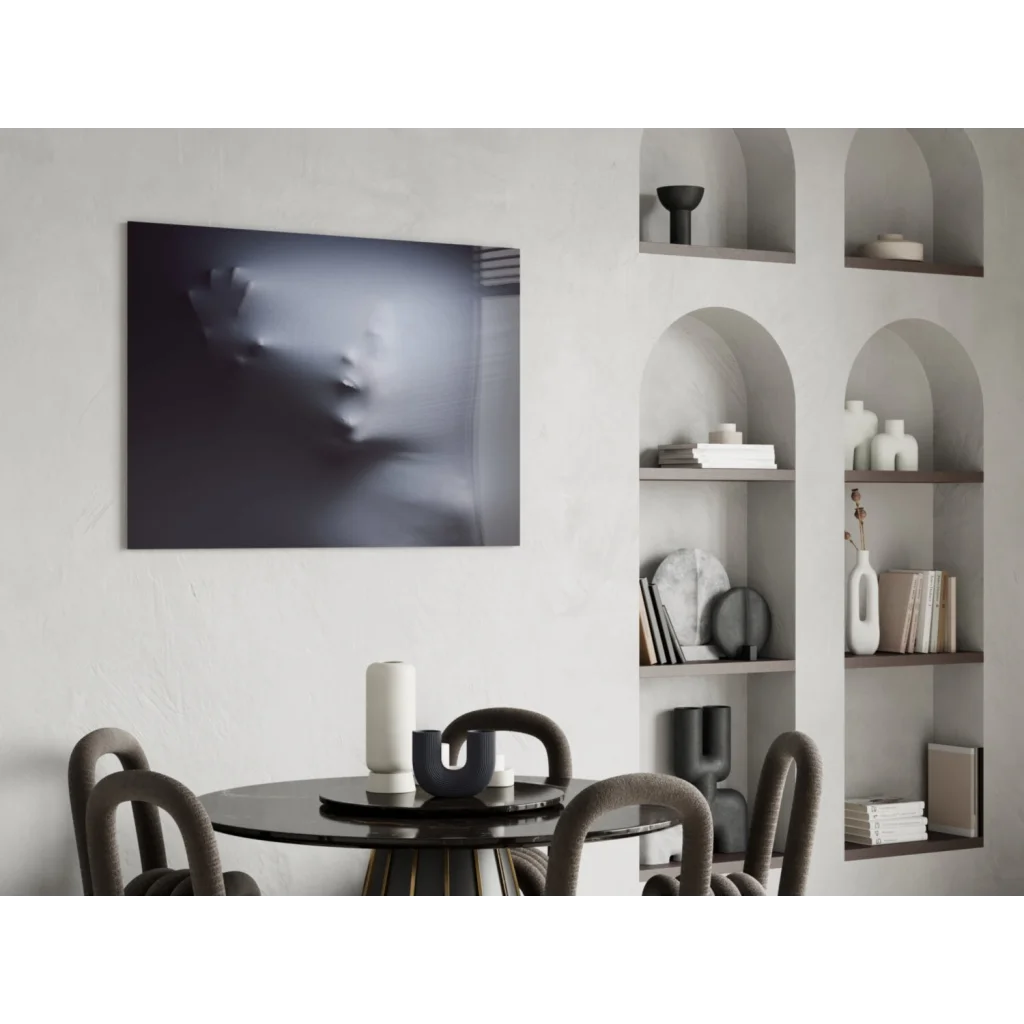 Black and white ethereal ghost face abstract wall art canvas print