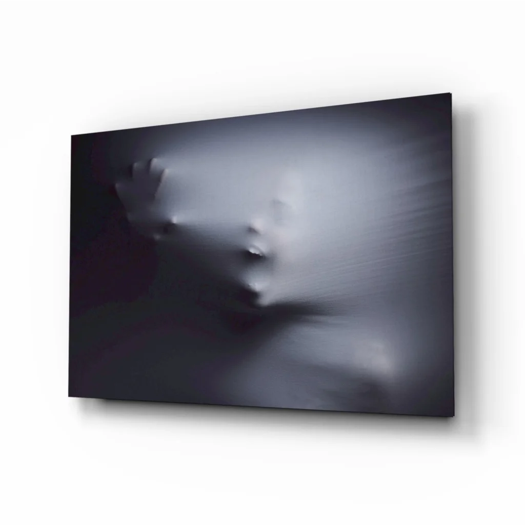 Ethereal ghost face abstract black and white canvas wall art print