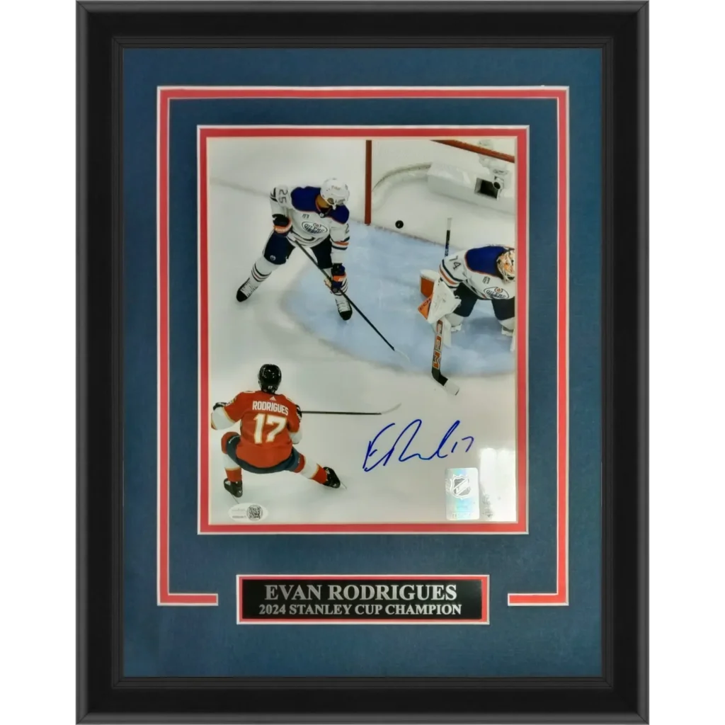 Evan Rodrigues Florida Panthers 8x10 autographed Stanley Cup photo
