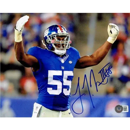 Autographed New York Giants jersey #55 displayed in the 8x10 photo product