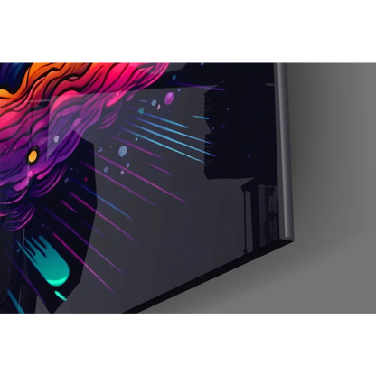 Samsung QLED TV with explosive Bitcoin cosmic wall art design