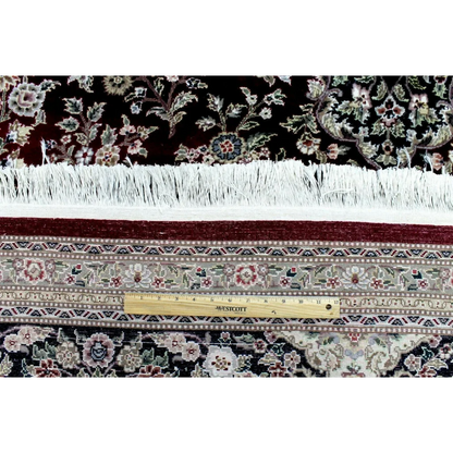 Exquisite mint Peshawar oriental wool rug with dark red intricate floral patterns