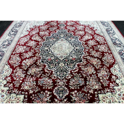 Exquisite mint Peshawar oriental wool rug with rich burgundy patterns