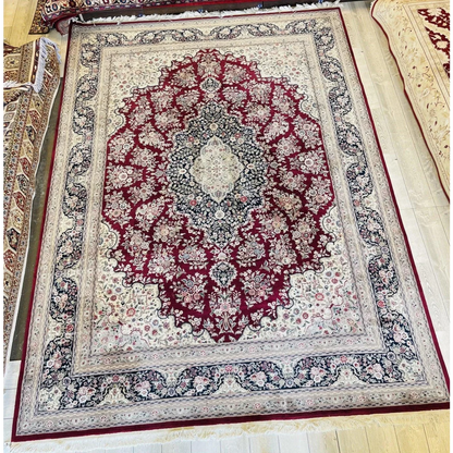Exquisite Mint Peshawar Oriental wool rug with central medallion design