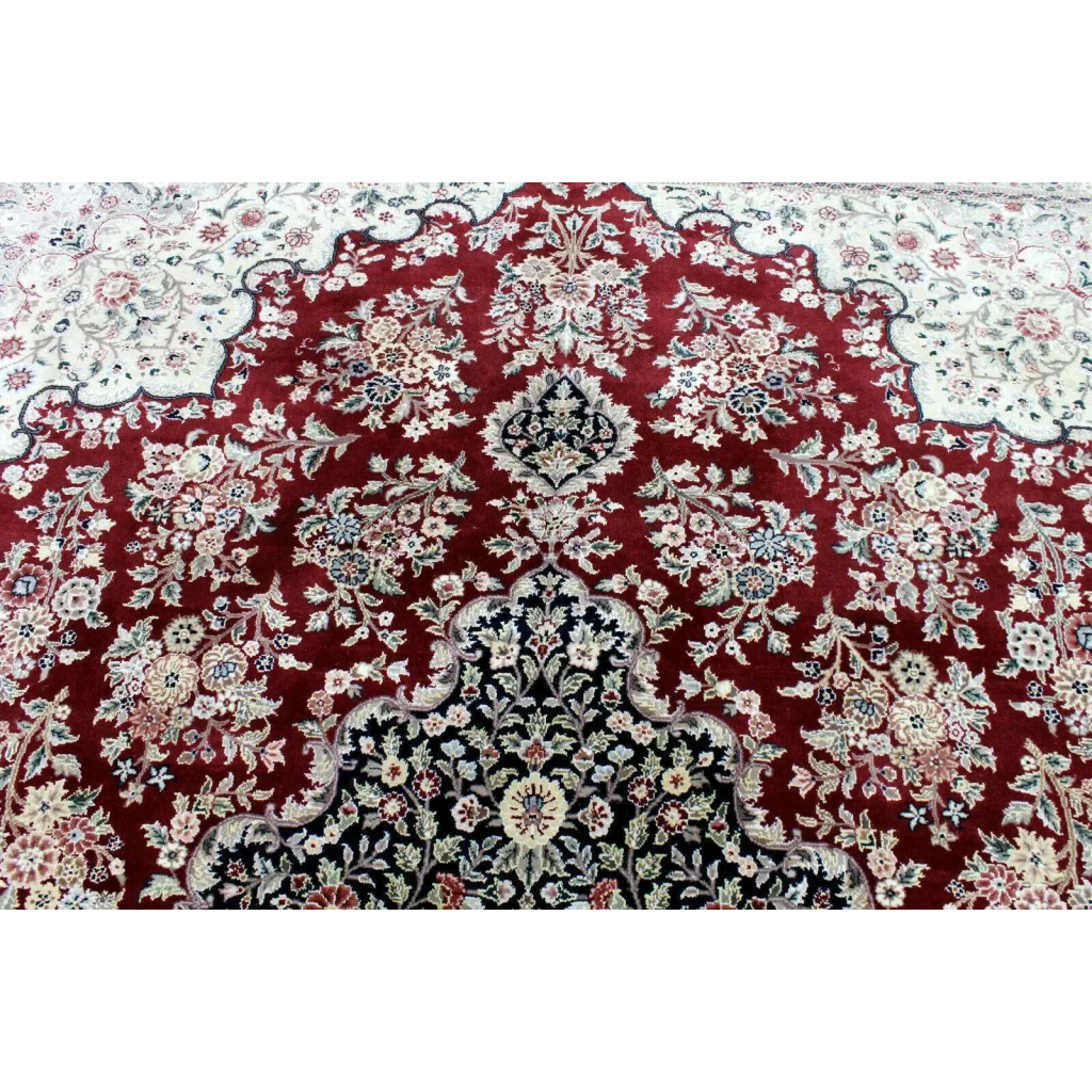 Exquisite mint Peshawar oriental wool rug in rich burgundy with floral patterns