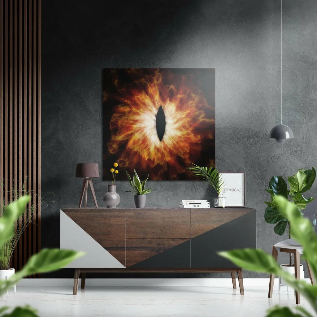 Fiery Sky Eye Canvas on Brushed Aluminium Dibond Wall Art | Insigneart USA | vintageantiquesgifts.com
