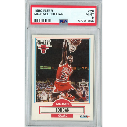 Graded 1990 Fleer Michael Jordan #26 PSA 9 Mint basketball card