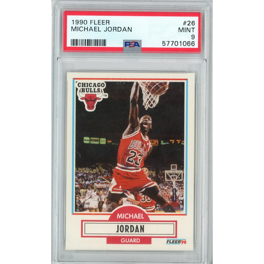 Graded 1990 Fleer Michael Jordan #26 PSA 9 Mint basketball card