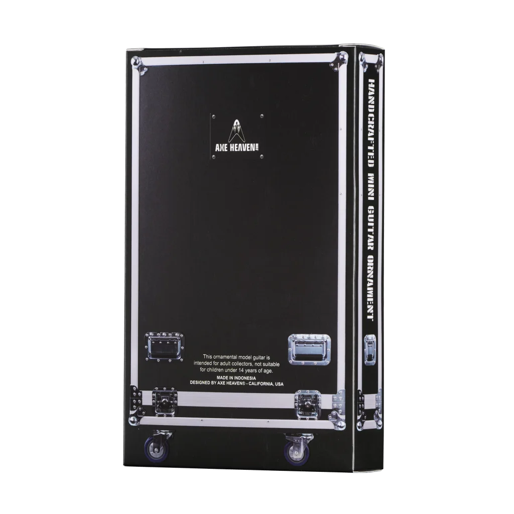 Axe Heaven Fab Four mini guitar gift box in black flight case with wheels