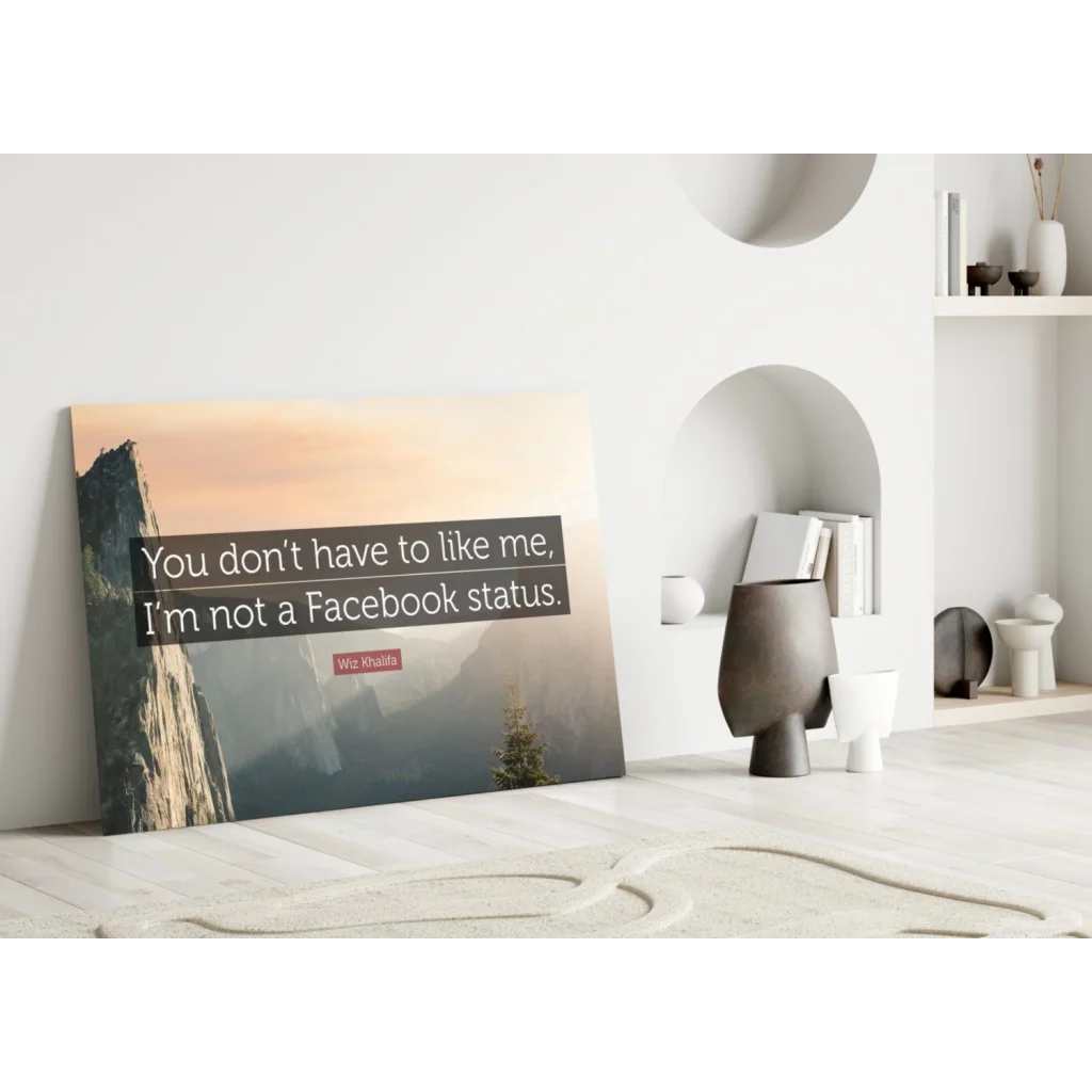 Wiz Khalifa mountain sunset canvas wall art print with quote