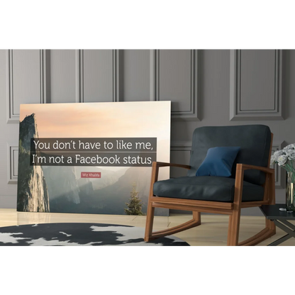 Modern wooden rocking chair with dark blue glass wall art cushion