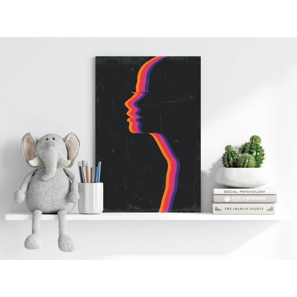 Vibrant rainbow gradient silhouette on insigne aluminum prints