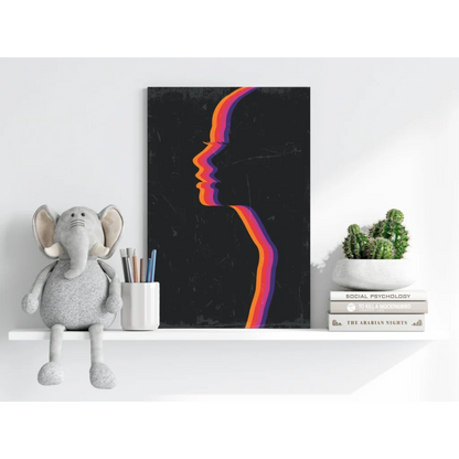 Vibrant rainbow gradient silhouette on insigne aluminum prints