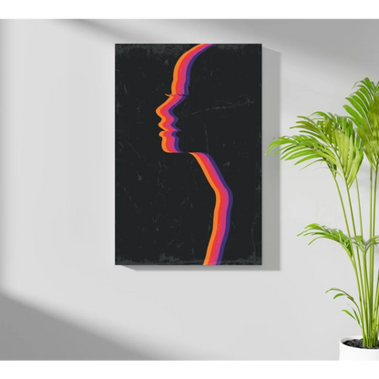 Stylized rainbow silhouette on black canvas, Insigne Aluminum Prints unique style