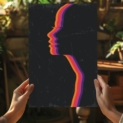 Vibrant abstract portrait in insigne aluminum prints, unique style rainbow profile