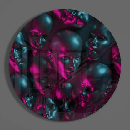 Stunning tempered glass art with metallic teal and magenta faces