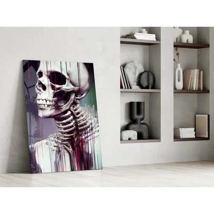 Dripping skull canvas wall art with red black paint effects