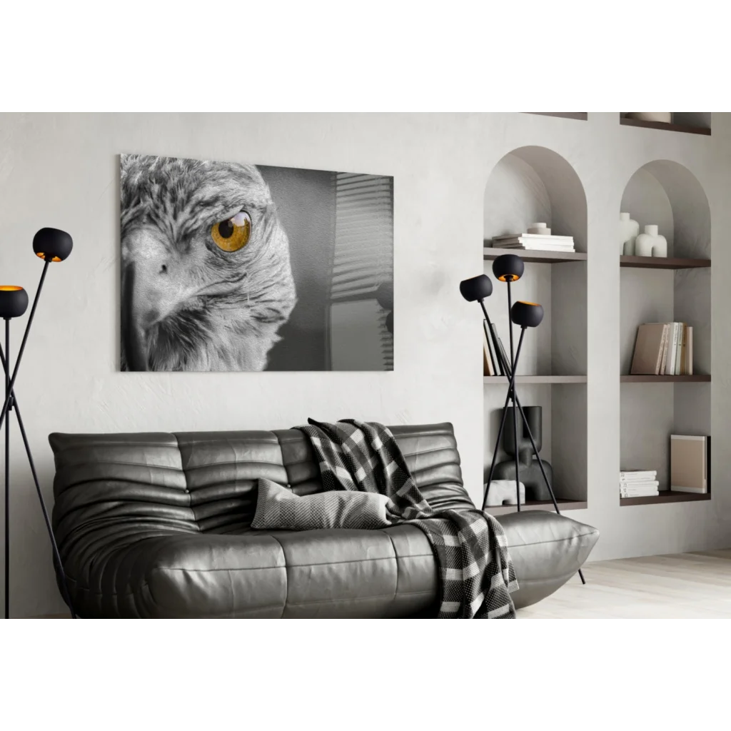 Majestic eagle golden eye black-and-white canvas wall art print