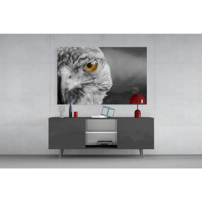 Majestic eagle golden eye black-and-white canvas wall art print